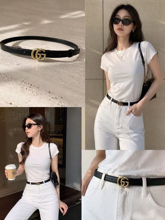 Gucci Belt 0.8 inch / 2 cm width Size 85cm fit for 26-30 Black main image 4